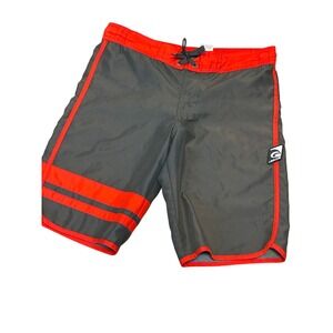 Laguna Grey Red Striped Board Shorts Swim Trunks Size M 10/1